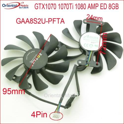 Free Shipping GFM10012H12SPA GAA8S2U - PFTA 95mm DC12V VGA Fan For ZOTAC GTX1070 1070Ti 1080 AMP ED Graphics Card Cooling Fan