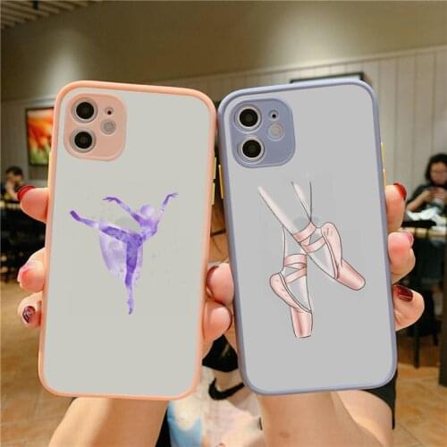 YNDFCNB Ballerina Dance Ballet Girl Phone Case for iPhone X XR XS 7 8 Plus 11 12 pro MAX Translucent Matte Shockproof Case