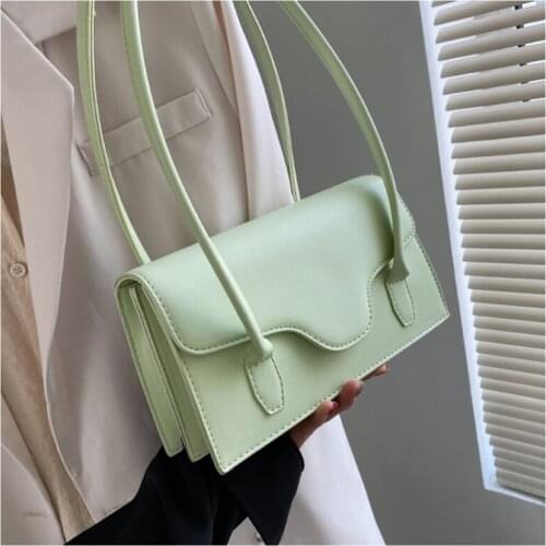 Branded Design Simple PU Leather Shoulder Underarm Bag For Women 2021 Summer Green Yellow Cute Handbags And Purses