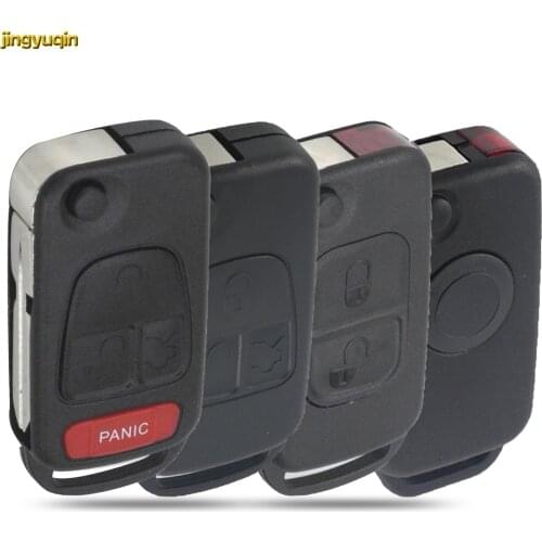 Jingyuqin 20pcs Remote Car Key Fob Shell For Mercedes For Benz B200 A160 W124 W202 W210 HU39 HU64 1/2/3/4 Buttons Flip Case