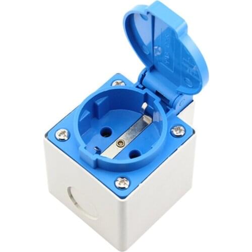 IP44 Waterproof Dust-proof Outdoor External Wall Power Socket, 16A EU Standard Electrical Outlet Grounded AC 250V