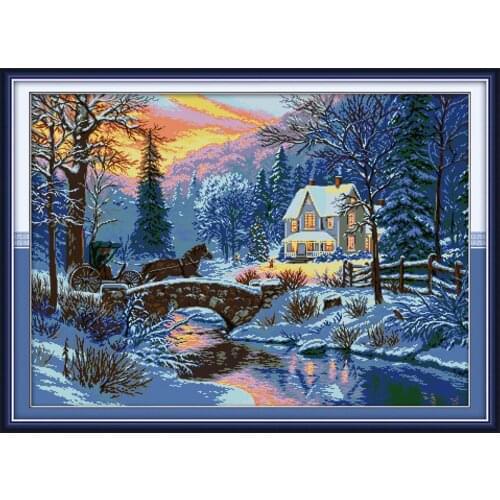 Joy Sunday Cross Stitch Winter Return 11CT 14CT Needlework Landscape Pattern Home Decoration Handmade Cross Stitch gift Kit