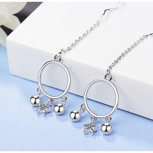 Korean Wave Earrings Jewelry Geometric Pentagram Star Earring Womens Wedding Ear Accessories Pendant Silver Color Earrings