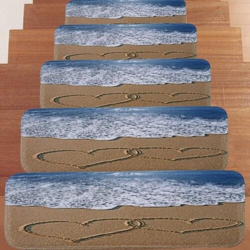 1 Piece / 5 Piece Staircase Carpet Step Pedal Door Mat Beach Printing Non-slip Door Mat Carpet Door Mat 70x22cm