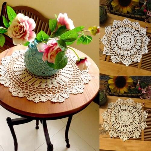 Handmade Lace Crochet Placemat Round Table Place Mat Pad Cup Mug Tea Coffee Coaster Pot Doily Home Decor Kitchen Accessories