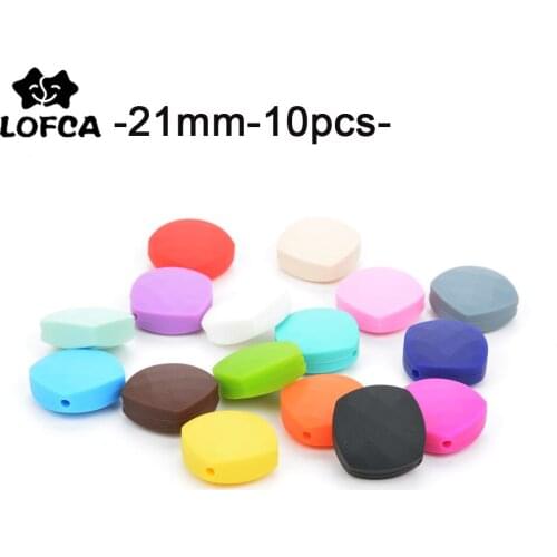 LOFCA Silicone Beads Teething Quadrate 10pcs Square Chewing Baby Teether Pendant Wholesale Jewelry DIY Necklace Pacifier Clip
