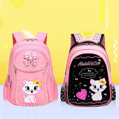 Cute Kitty Backpack Girls Favor Pink Shoulder Bag Satchel Digital Printing Cat Meow Lace Knapsack Pencil Case Schoolbag Gift Set