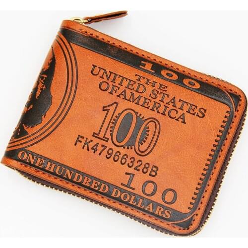 Men Wallets Soft Pu Leather Zipper Designer Money Clip with Coin Pocket Purse 2018 New Gift Card Hold Bag Black Brown Dollar