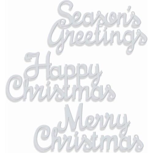 2020 New Merry Christmas Season’s Greetings Words Metal Cutting Dies For Cut Paper Making Greeting Card Scrapbooking NO Stamps