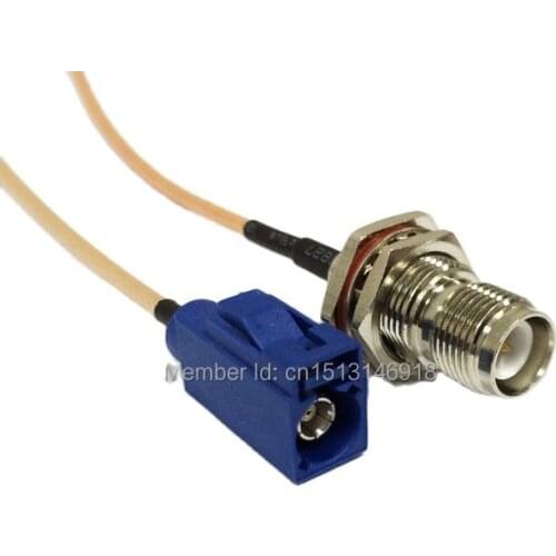 New RP-TNC Female Jack (male pin) Switch FAKRA C Connector RG316 cable adapter Fast Ship 15CM 6"