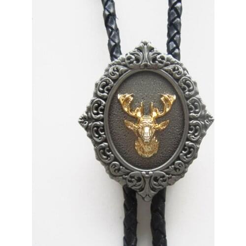 New Western Deer Bolo Tie Wedding Leather Necklace Free Shipping BOLOTIE-005