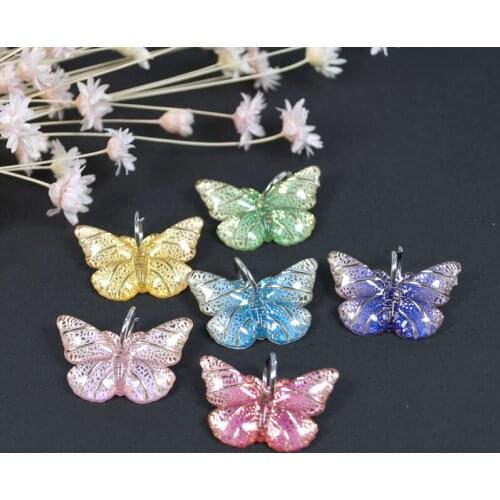 12pcs /lot 21*13mm Butterfly Resin Charms Cute DIY Animal Pendant Handmade Jewelry For Necklace Bracelet