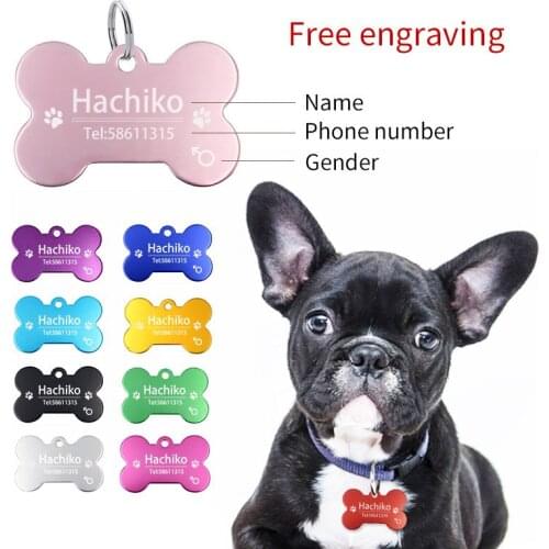 YVYOO New cat dog ID tag Free engraving dog Collar pet Charm Pet name pendant Bone Necklace Collar Puppy cat collar accessory