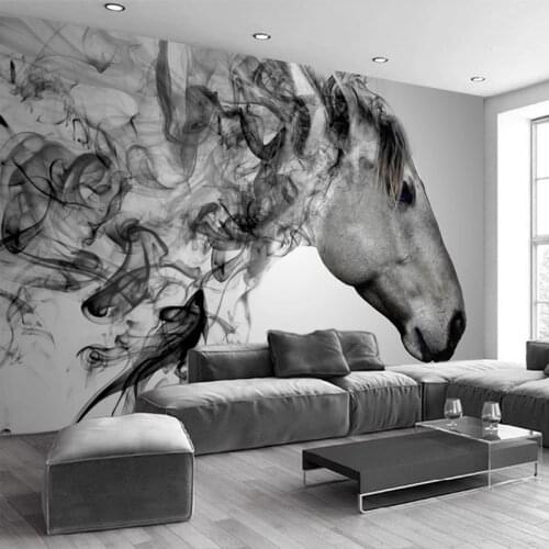 Custom 3D Photo Wallpaper Abstract Oil Painting Black And White Horse Animal Living Room Restaurant Hotel Wall Mural Wallpaper