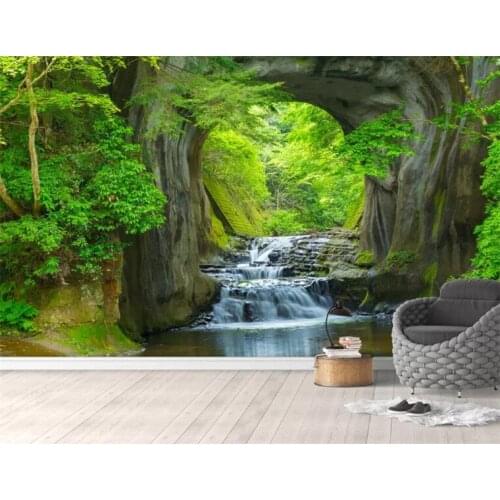 Custom 3D fresh rill Forest Wall Mural Photo Wallpaper Scenery For Walls 3D Room Landscape Wall Paper For Living Room Home Decor