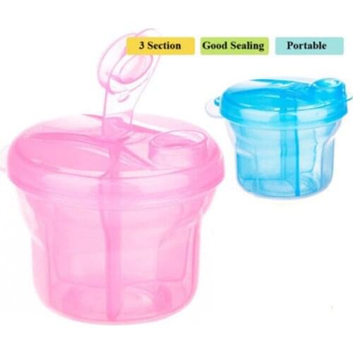 Portable Baby Milk Powder Dispenser 3 Section Infant Kids Food Container Blue Home Storage Bottles Organization