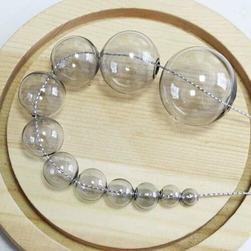 3pcs 30mm Mix color hollow glass ball orb with double hole round bubble vial glass globe orbs jewelry findings beads pendant jar