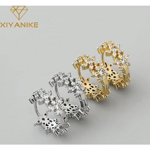 XIYANIKE 925 Sterling Silver 2021 Full Rhinestone Hoop Earrings Fashion Classic Handmade Jewelry Accessorie Original Silver Gift