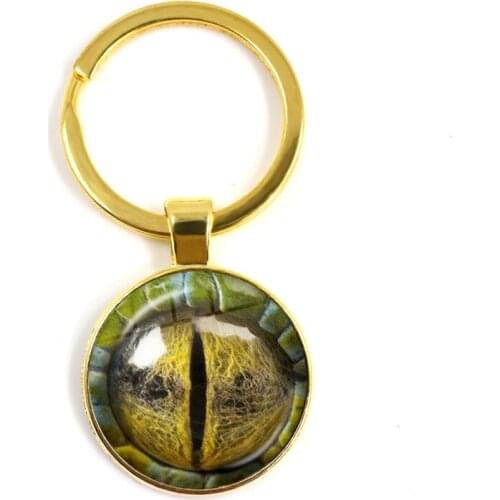 Dragon Eyes Glass Cabochon Key Chains Animal Eyes Dragon Snake Owl Cat Tiger Eye Key Rings Key Holder Jewelry For Gift