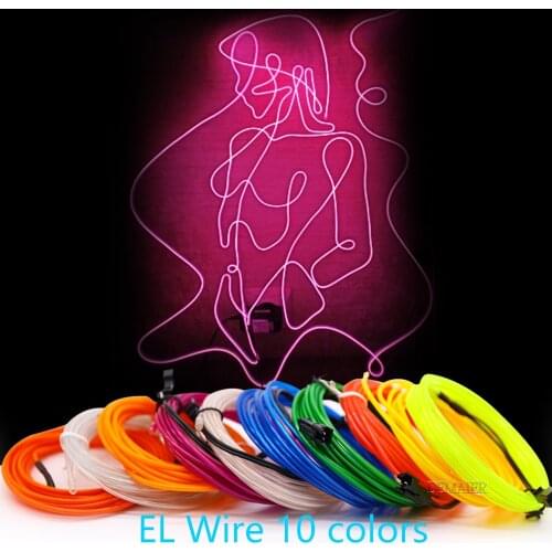 LED Neon Lichter Schuhe Kleidung Auto wasserdichte Flexible Neon Licht 1 m/3 m/5 M 3V Glow EL Draht Seil band Kabel Streifen