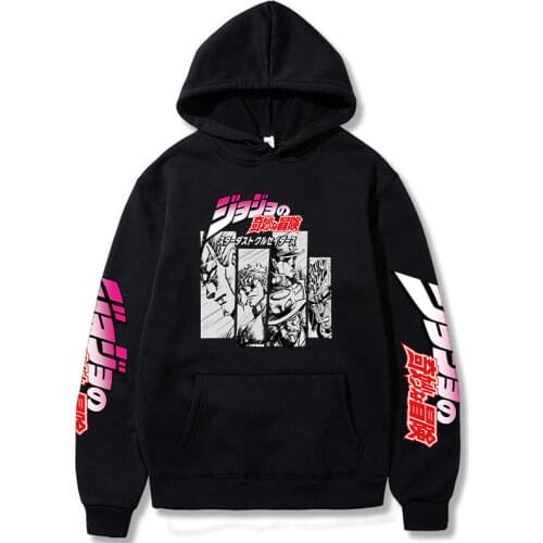 Japanese Anime Hoodie Harajuku JoJo Bizarre Adventure Sweatshirt Tops Men/Women Cartoon Hip Hop Casual Male Hoody