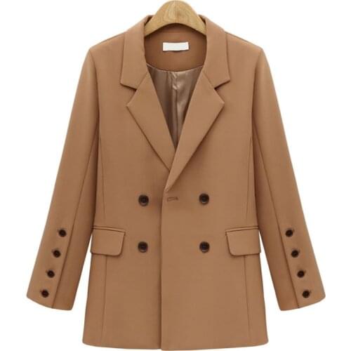 FOOLMANLOU Autumn Women Thin Wool Coat Long Sleeve Double Breasted Fashion Turn Down Female Blends Causal Loose Winter Outwear