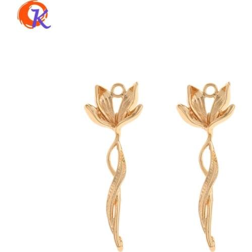 Cordial Design 10Pcs 15*45MM Jewelry Accessories/Charms/Flower Shape/Genuine Gold Plating/Hand Made/Pendant/Earring Findings