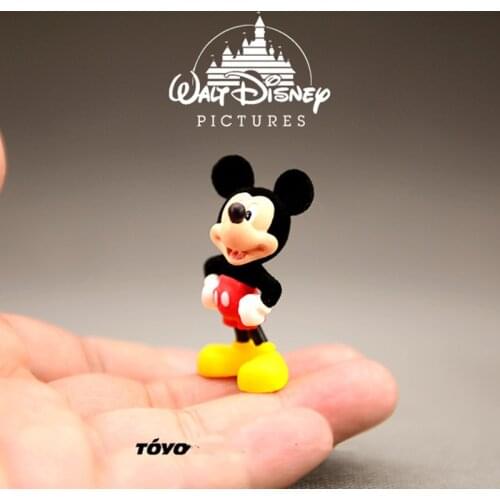 12PCS 5cm New genuine Disney Mickey flocking model doll collection