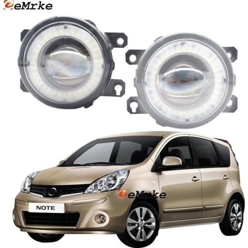 2 Pieces Car LED Lens Fog Lights Assembly Angel Eye DRL Daytime Runinng Light Lamp for Nissan Note E11 NE11 2006-2014