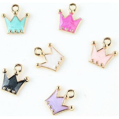 5 pcs drop of oil crown charms fit for women necklace bracelets earrings child hairdress accessories enamel crown pendant C15