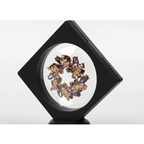 500pcs/lot 90x90x20mm PET Membrane box Stand Holder Floating Display Case Earring Gems Ring Jewelry Suspension Packaging Box