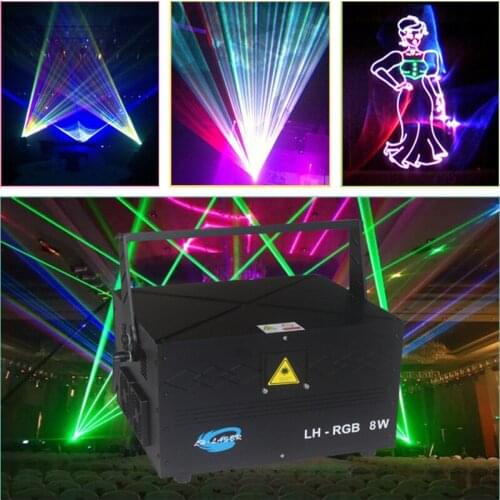 Free Shipping 8Watts RGB Laser Stage Lighting Mixing Effect DJ Home Party Professional