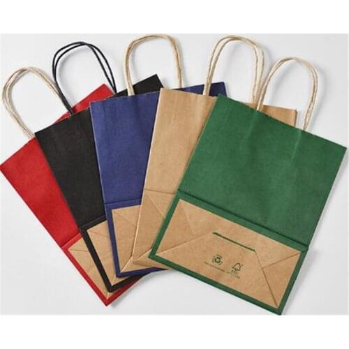Paper Bags With Handles Sweet Colorful Favors Shops Gifts Wedding Party Decoration Packaging Christmas Bags 10Pcs/Set