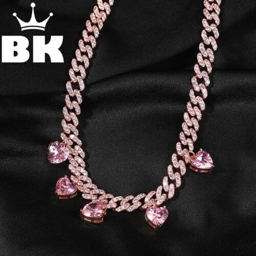 THE BLING KING 9mm Micro Mini Put Small Heart Cuban CZ Link Necklaces Chains Luxury Bling Bling Jewelry Fashion Hiphop For Men