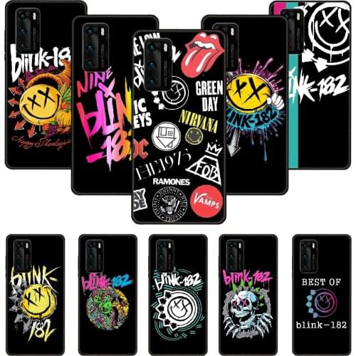 Phone Case For Huawei P20 P30 P40 P Smart Z + P10 Mate 30 10 20 Lite Pro Black Cover Etui Fashion Bumper Punk Rock Band Blink