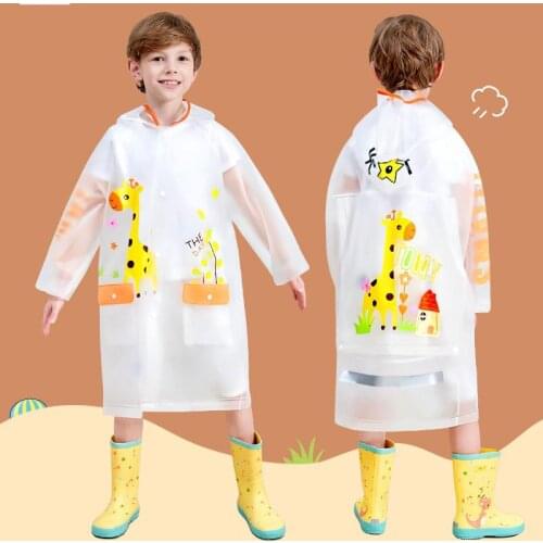 Children Raincoat Waterproof Girls Boy Jackets Hooded Cute Cartoon Kids Rain Coat Toddler School Boy 2-18Y Children Rain Jackets