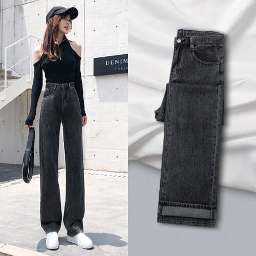 Autumn New Womens Jeans High Waist Clothes Wide Leg Jeans Blue Street Denim Harem Pants Casual Loose Trousers Vintage Jeans