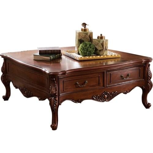 European solid wood small apartment coffee table square table American living room simple retro square tea table