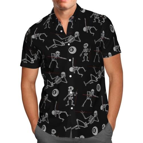 Skull Shirts 3D Beach Hawaiian 2021 Summer Black Shirt Short Sleeve Shirt Streetwear Oversized 5XL Camisa Social Chemise Homme