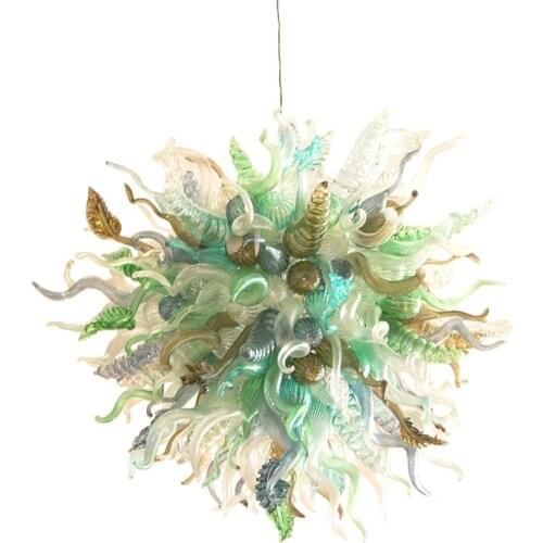 Crystal Hand Blown Murano Glass Chandelier Lighting Spirals Leaves Balls Twists Design Luxury Hotel Villa Art Decorations
