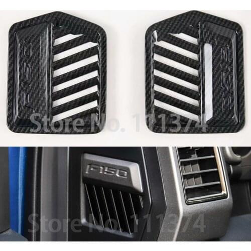 Carbon Look Front Door Side Air Vent Trim For Ford F150 Raptor 2017 2018 2019 2020 Frame Air Conditioner Outlet Accessories