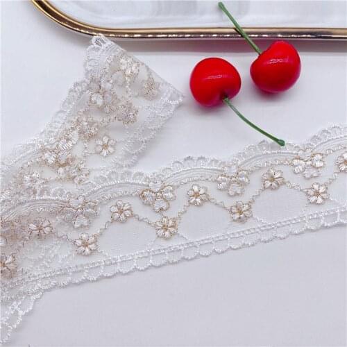 20Yard High-end Embroidery Gold Thread Lace Mesh Two-color Clothing Accessories Wedding Flowers Handmade Childrens Clothing 5cm