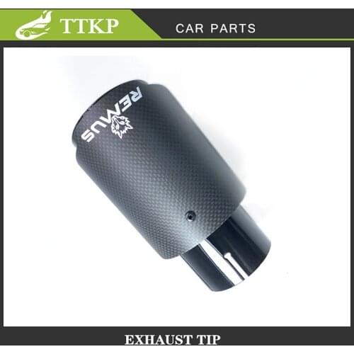 Carbon Fiber Matte Black Exhaust Pipe One Piece Stainless Steel Car Universal Accessories Tailpipe REMUS Muffler Tip Exhaust Tip