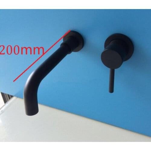 Vidric Simple Style Matte Black Brass Wall Mounted Basin Faucet Single Handle Mixer Tap Hot and Cold Siamese Faucet
