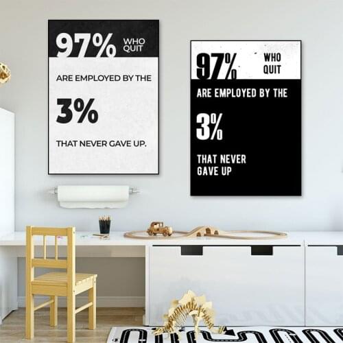 Motivational Text Poster And Prints 3% That Never Gave Up 97% Canvas Painting Living Room Home Wall Art Picture Decorative Mural