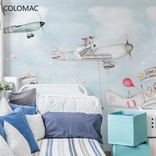 Colomac Custom Modern Simple Childrens Room Wallpaper Cartoon Spaceship Bedroom Background Mural Home Improvement Drop Shopping