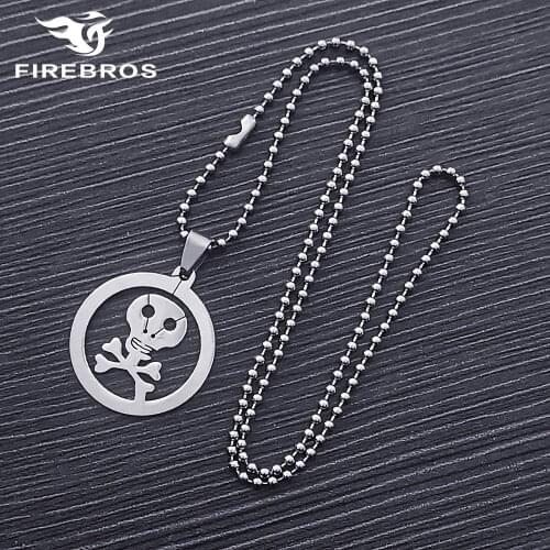 FIREBROS New Free 20/24" Chain Silver Color High Polished Stainless Steel Pirates Skull Pendant Necklace Men Women Jewelry Gift