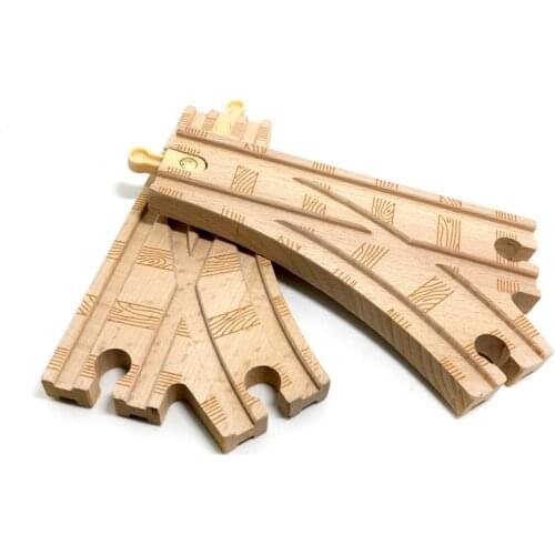 Train Track Game Special Accessories P084 High Quality Rail Single Head Road Bifurcated Large Track Compatible Wooden Wood