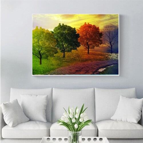 Full Square/Round Mosaic 5D DIY Diamond Painting Four Seasons Tree picture Rhinestones Diamond embroidery home decoration FG1678