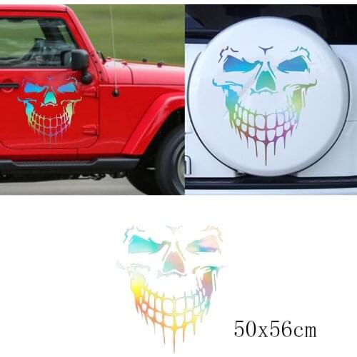 Car Sticker 3D 50x56CM Skull Car Sticker Vinyl Laser Decal Car Styling